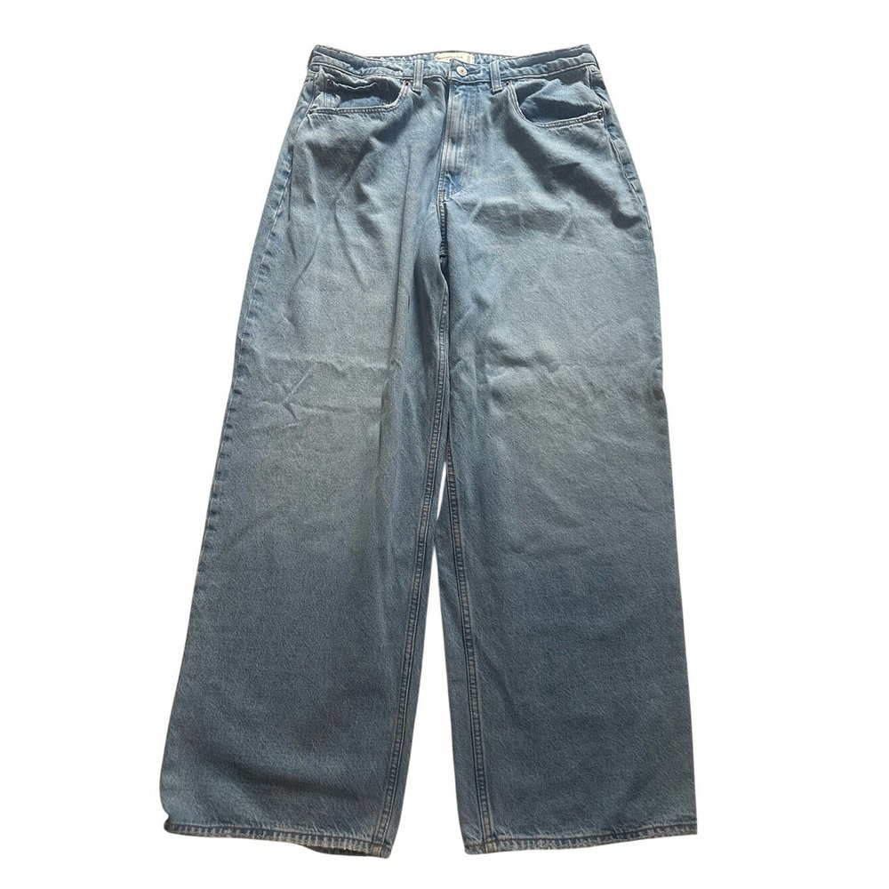 Abercrombie Jeans Womens 30|10L Long Blue Mid Rise Wide Leg Light Wash Baggy